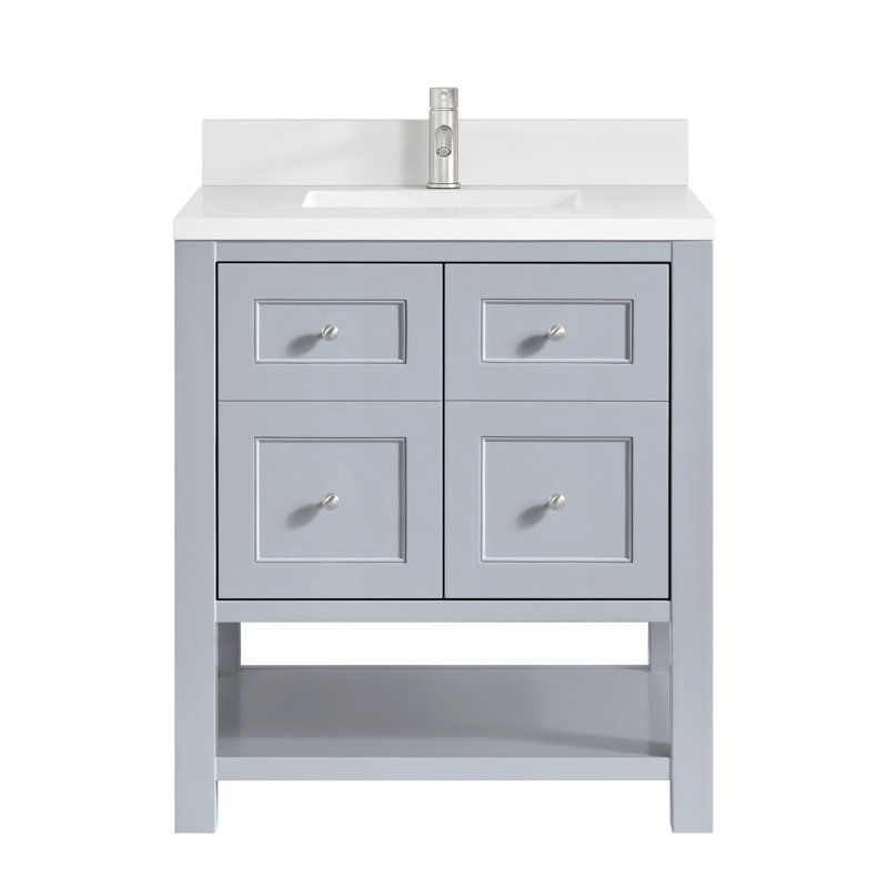 Breckenridge 30'' W Single Vanity, Serenity Blue, White Zeus, Single-Hole