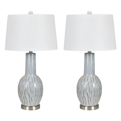 29.75" Ceramic Table Lamp With White Shade