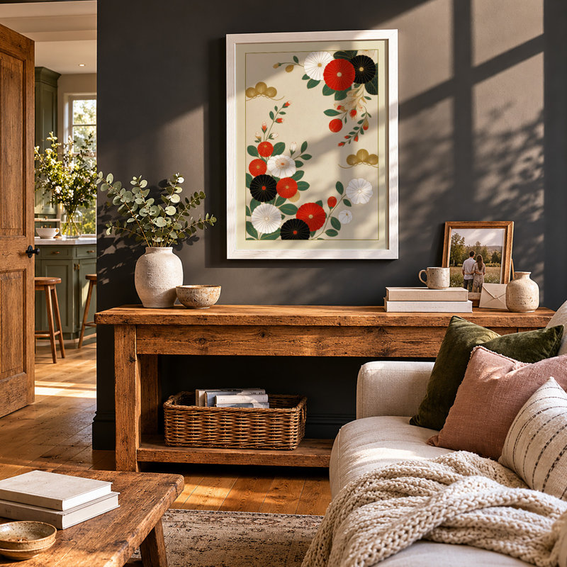 Scattered Blooms Botanical - Framed Print, A3 - 42.0 x 29.7 cm, White