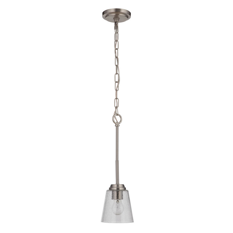 Luminaire suspendu en forme de cloche à 1 lumière Donna, Nickel poli brossé, Martelée transparente