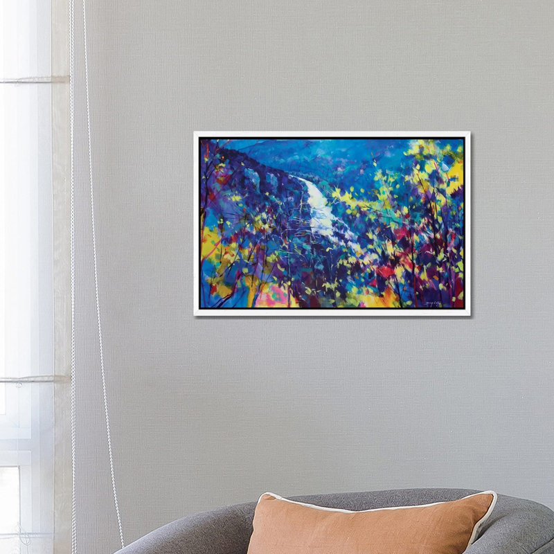 The Wye From The Rock by Doug Eaton - Painting on Canvas, 66.04 cm H x 45.72 cm W, White Framed