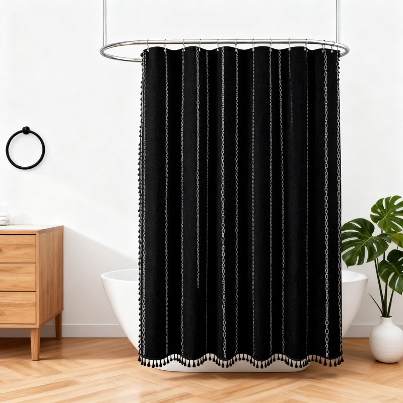 Ensemble de rideau de douche Farmhouse, Noir
