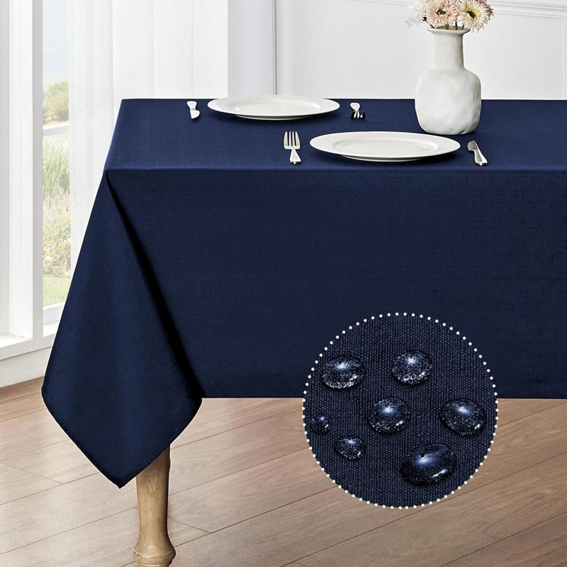 Nappe rectangulaire imperméable en lin texturé de 52 po x 70 po, résistante aux taches et aux plis, lavable, tissu décoratif pour la salle à manger, la fête et le camping, noir