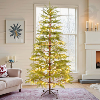 Arbre de Noël artificiel illuminé 6 pi avec lumières DEL, base en métal, 612 pointes, pour décoration de Noël