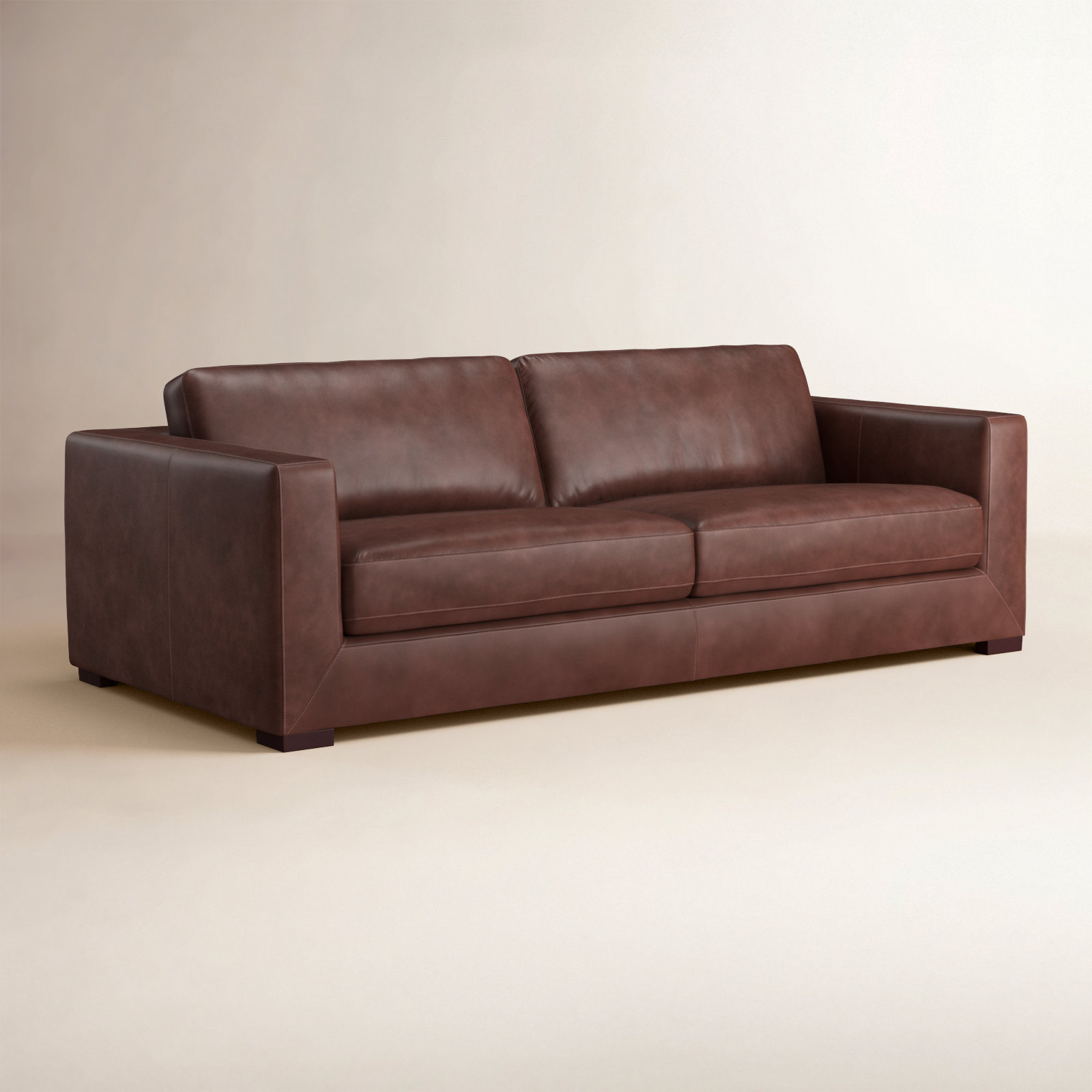 Winsor 91'' Genuine Leather Sofa, Vintage Tobacco Top Grain Leather