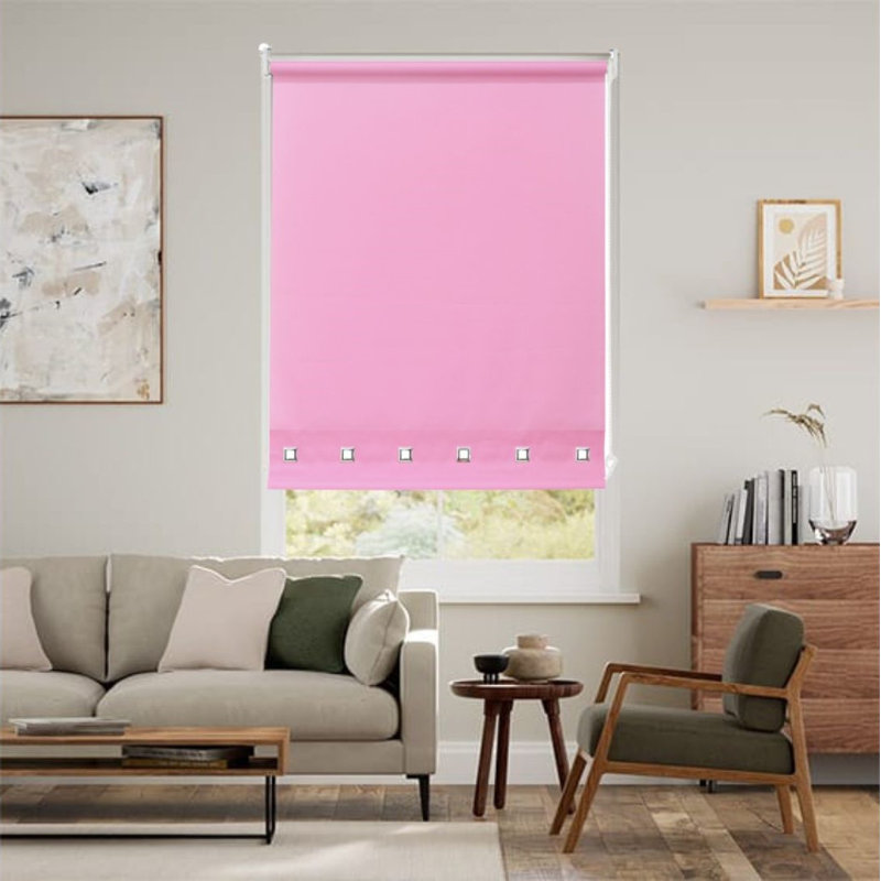 Premium Square Eyelet Roller Blinds – Light Control & Privacy Window Shades, Blush, 165 cm L x 60 cm W