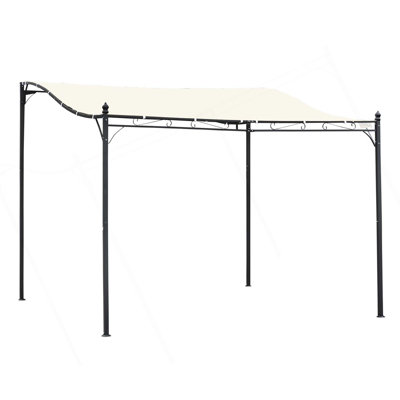 10' X 10' Steel Outdoor Pergola Gazebo, Patio Canopy With Weather-Resistant Fabric And Drainage Holes For Backyard Pool Deck Garden, Cream White