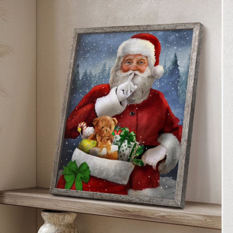 Quiet Santa Framed Print - Solid Wood, 30" H x 24" W