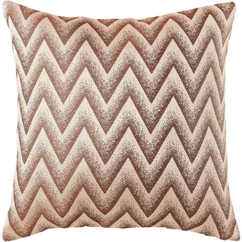 Gold and Beige Chevron Pattern Polyester Square Pillow Cover