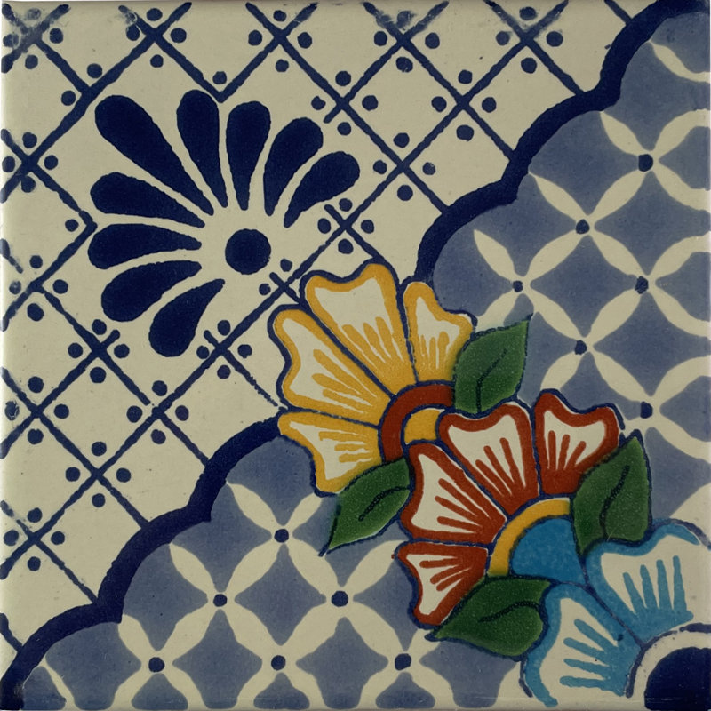 Dosseret en argile mexicain fait à la main 4 pièces 4,2 "x 4,2" TalaMex Talavera