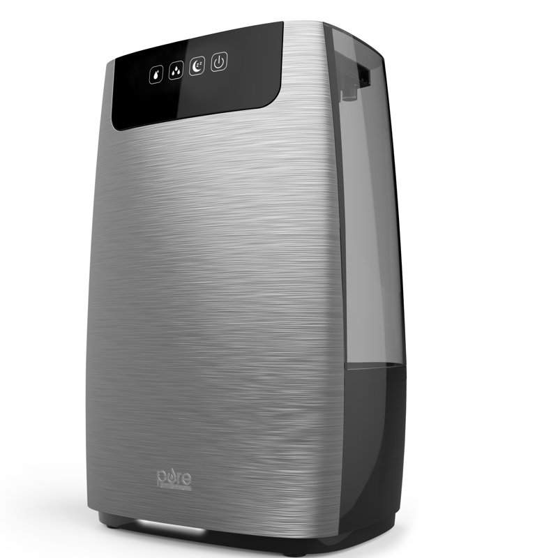 Gray Brushed Metal Ultrasonic Cool Mist Humidifier with Night Mode