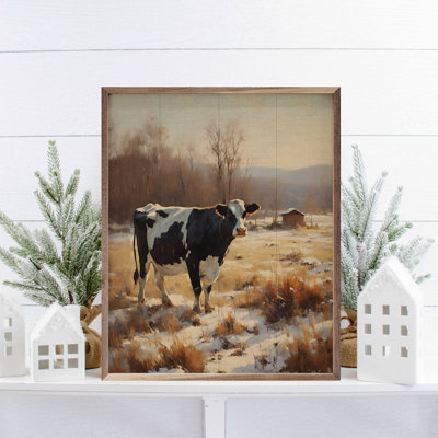 " Dairy Cow In Snowy Field "