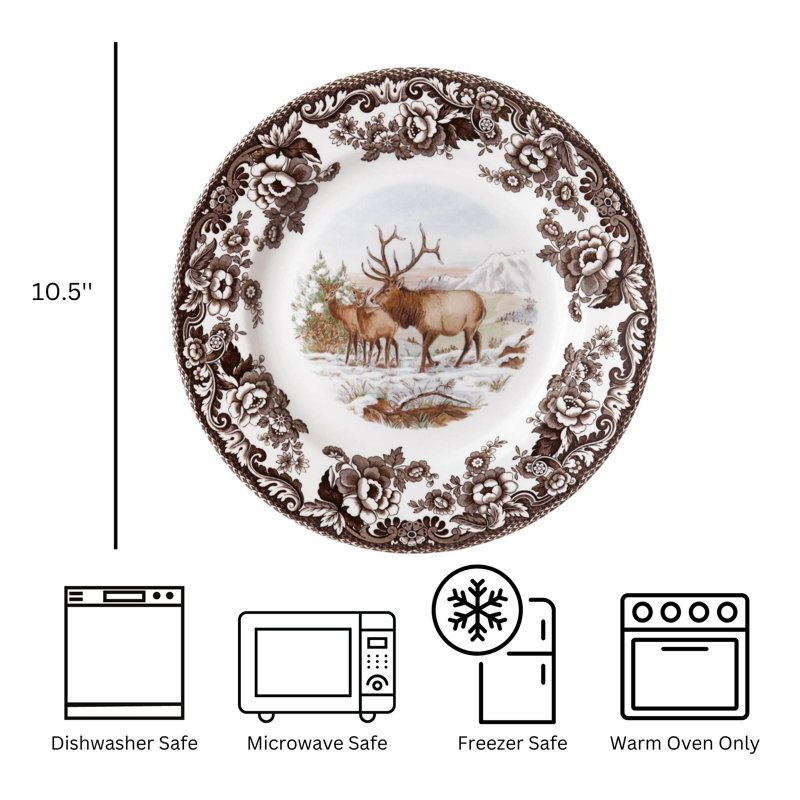 Assiette plate élan 10,5 po Spode Woodland