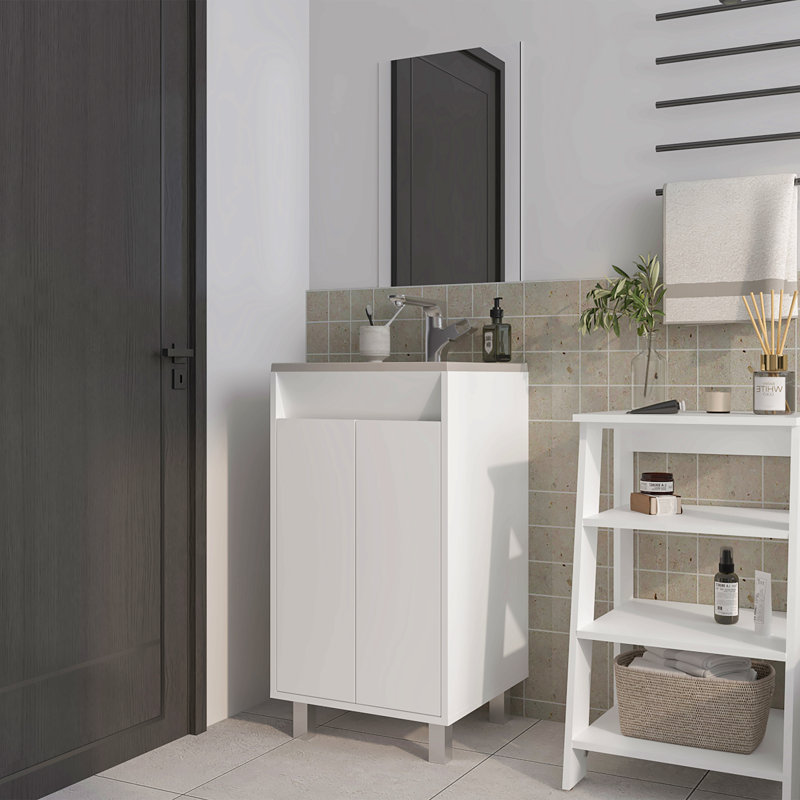 Armoire de salle de bain avec 2 portes, blanc