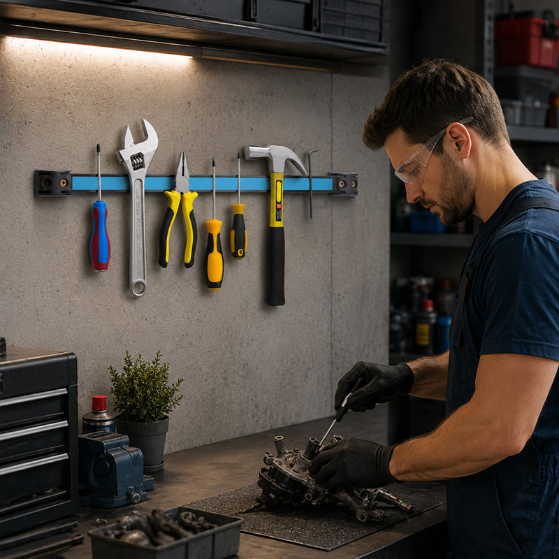 8-Pack Magnetic Tool Holder Strip (Metallic)