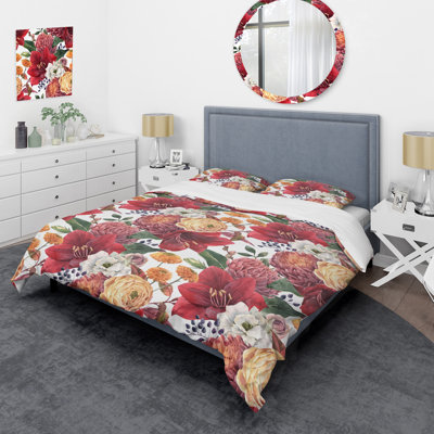 Multicolore floral - ensemble de housse de couette floral - microfibre de polyester