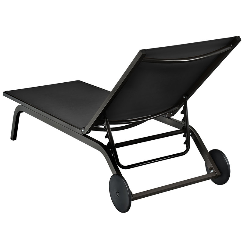 Erix Outdoor Metal Chaise Lounge, Black