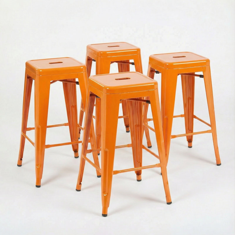 Counter Stool with Metal Frame, Orange