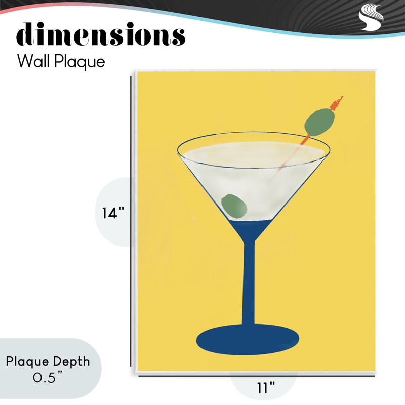 Plaque murale Martini en verre sur jaune, design par Robin Maria