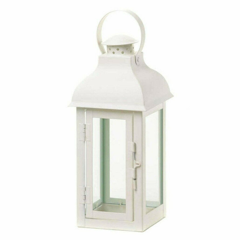 Lanterne en verre et en fer, H 12,75 po x l 4,75 po x P 4,75 po