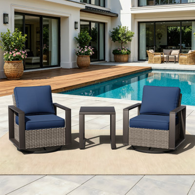 Gieselind Wicker 2 - Person Patio Conversation Set with Cushions