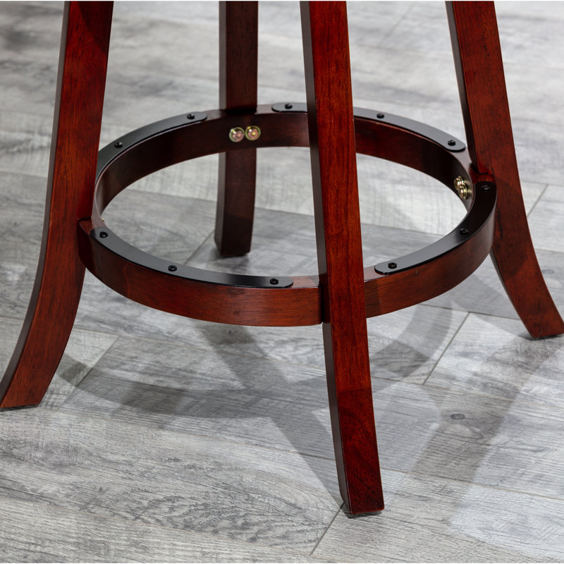 Tabouret tournant 30 "en cerisier avec siège en tissu gris anthracite - Finition assise luxueuse et acrylique