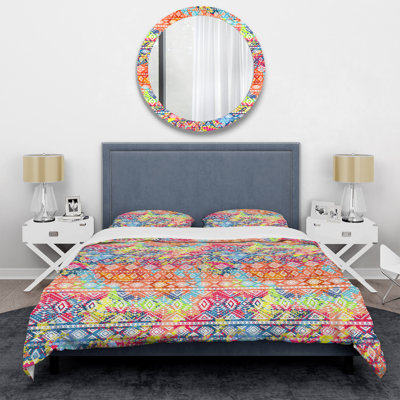Ensemble de housse de couette en microfibre bleu / orange / vert 3 pièces
