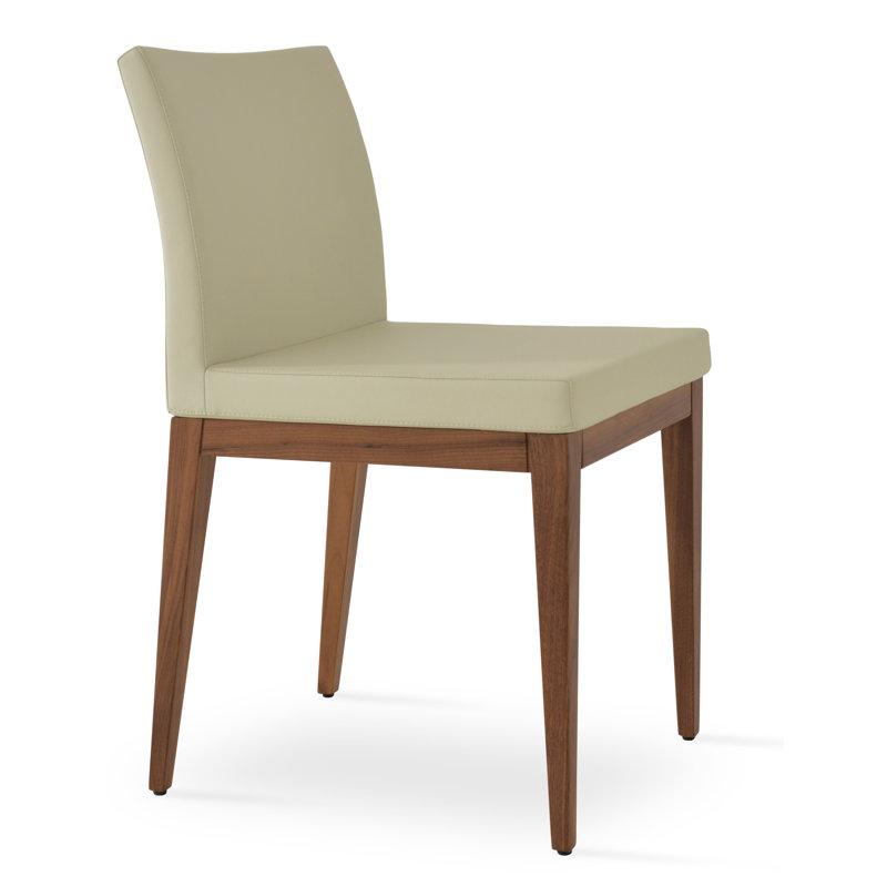 Aria Wood Dining Chair, PPM Leatherette - Cream, Walnut
