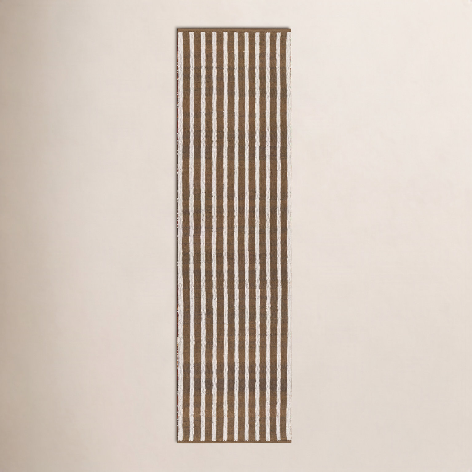 Acerra Brown Hand-Woven Striped Outdoor Rug, Runner 2'3" x 8'