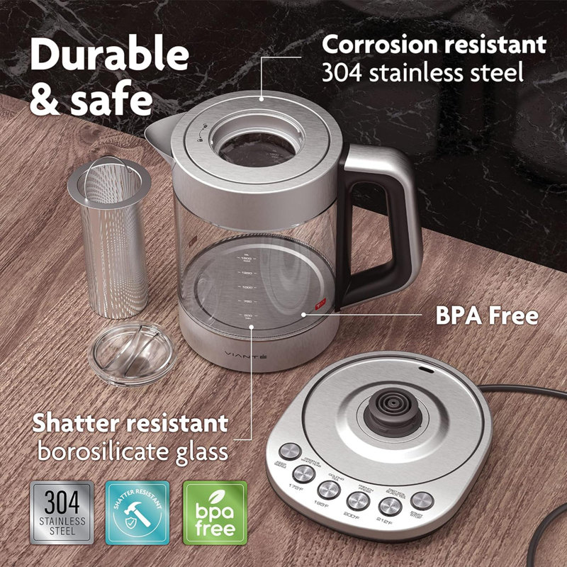 Electric Kettle With Infuser For Loose Leaf Hot Tea Maker With Temperature Control And Automatic Shut Off Tea Kettle With Brewing Programs Capacity