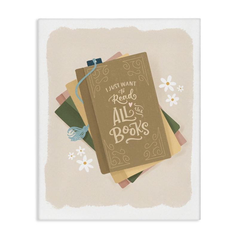 Envie de lire tous les livres sur toile, design par Sandra Picco, H 20 po x l 16 po