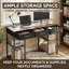 Rustic Brown Adjustable Shelves Writing Desk - 47.2" Compact Home Office Desk with Fabric Drawers & Steel Frame-691031378