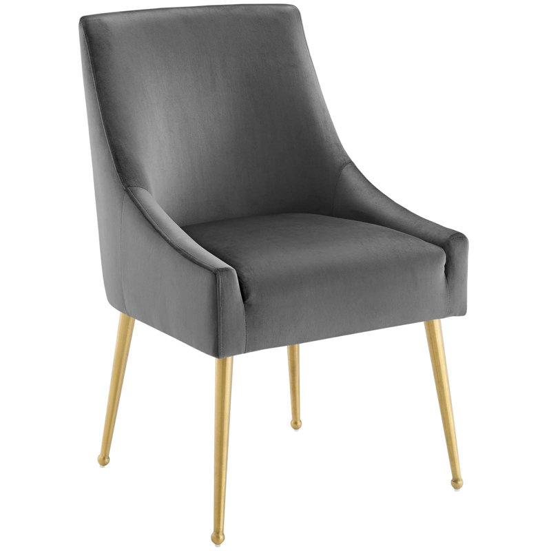 Chaise en velours argenté Orchid Allison, Gris