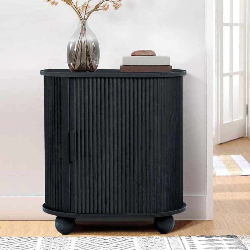 Ensemble de tables de bout avec portes coulissantes, Noir