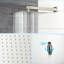 Douche carrée de 10 pouces avec deux têtes - Nickel brossé, valve, pluie et système de pulvérisation murale, équilibré-120883203