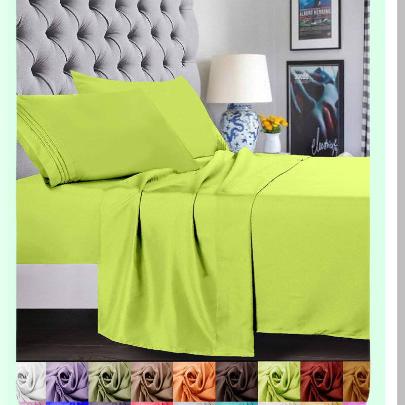 Luxury Soft Green Bed Sheet Set - Wrinkle Free & Fade Resistant Full Size - 4-Piece Premier Hotel Quality Linens