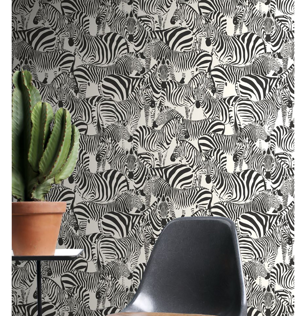 Chinar Zebra 33' L x 20.5" W Wallpaper Roll Beachcrest Home™ 