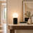 11.5" Modern Natural Black Marble Table Lamp with Milky Glass Globe Shade-1773578284