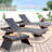 Outdoor Wicker Chaise Lounge with Table