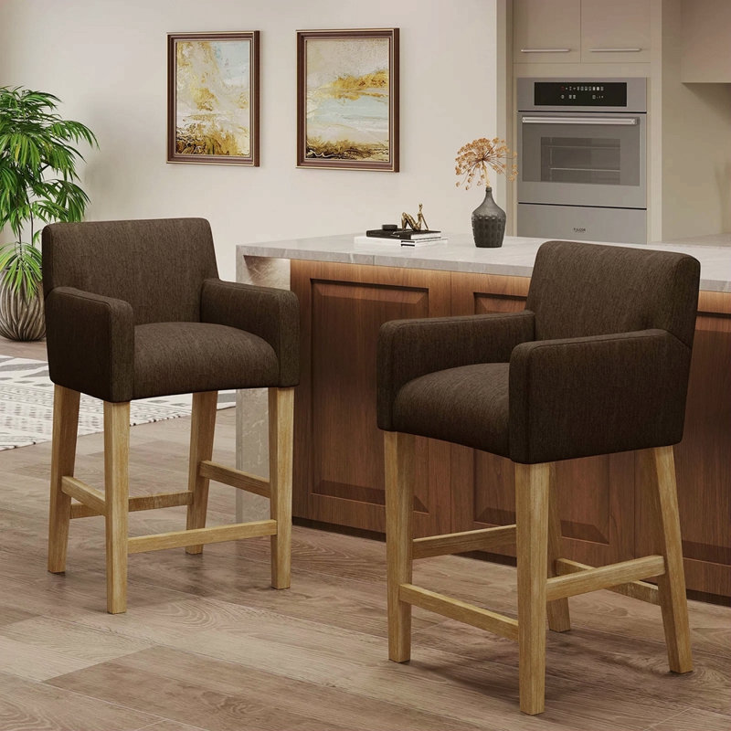 Tabouret de comptoir rembourré de 30,5 po - , 2, Brun, Brun