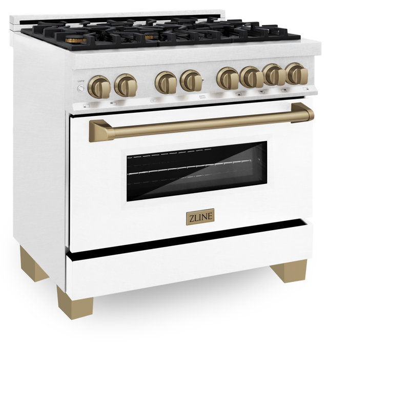 ZLINE Autograph 36" Legacy Dual Fuel Range, Champagne Bronze Satin Stainless Steel