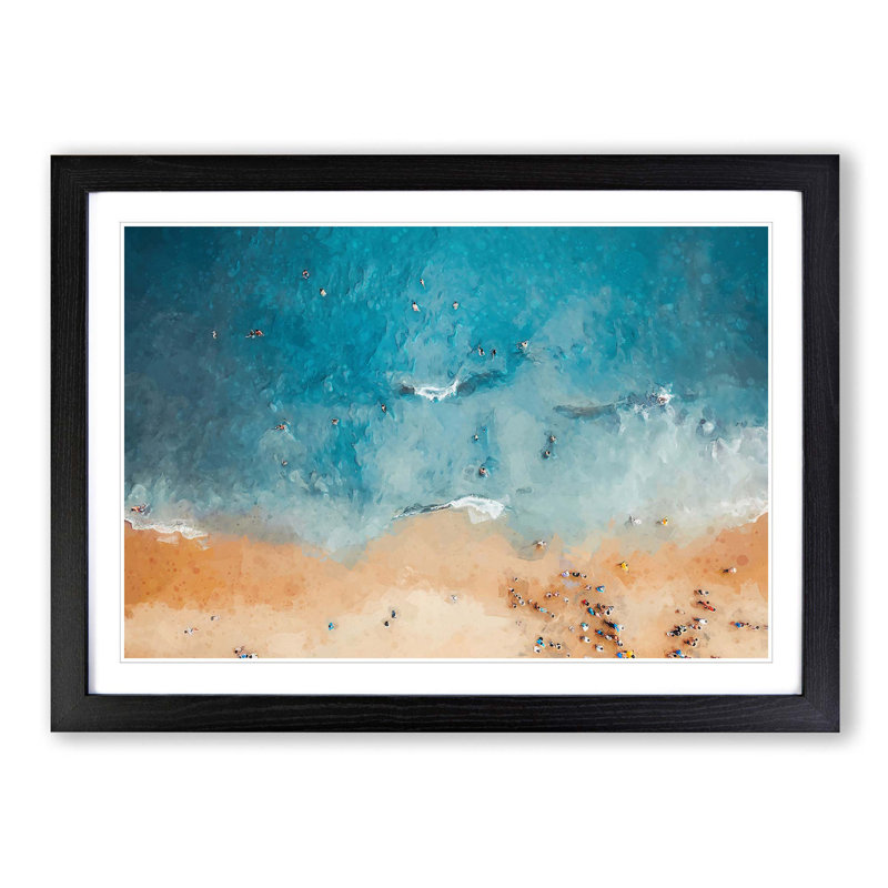 Busy Beach in Brazil - Picture Frame Graphic Art Print, Black Framed, 27cm H x 36cm W x 2cm D