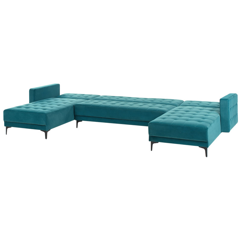 Aliyha 5 Seater Velvet Sofa Bed, Sea Blue