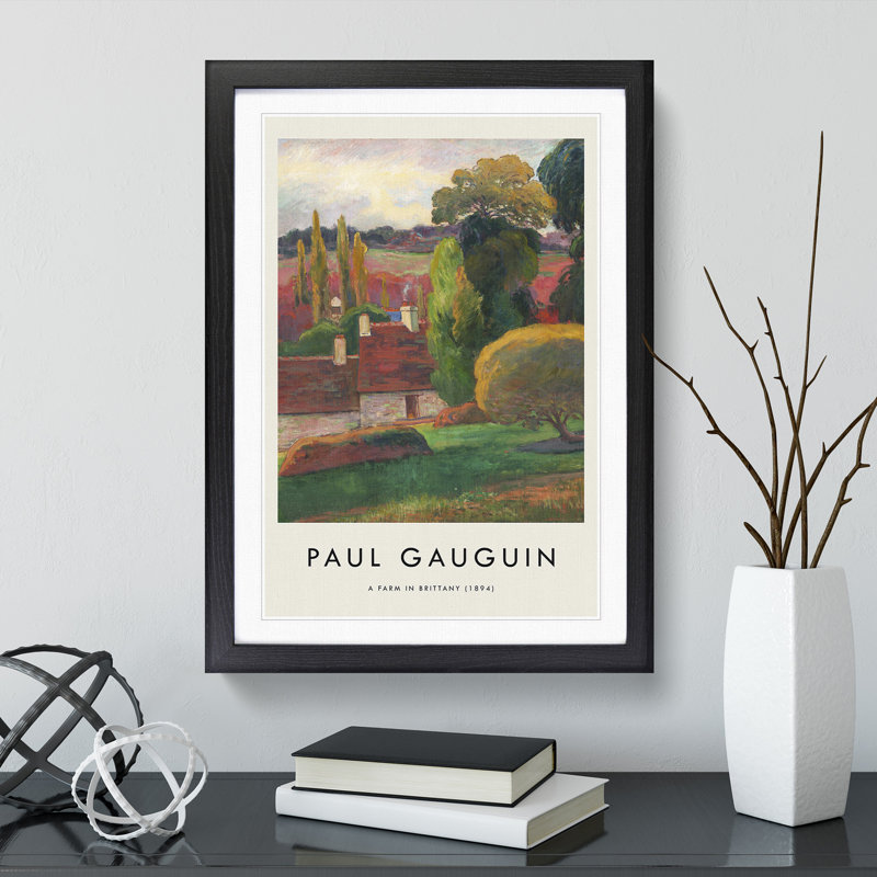 A Farm in Brittany by Paul Gauguin - Picture Frame Painting, Black Framed, 48cm H x 36cm W x 2cm D