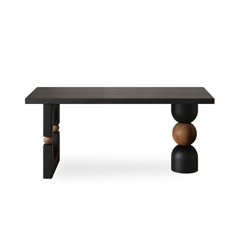 Bureau rectangulaire en bois massif noir et brun noisette, H 29,53 po x l 70,87 po x P 23,62 po