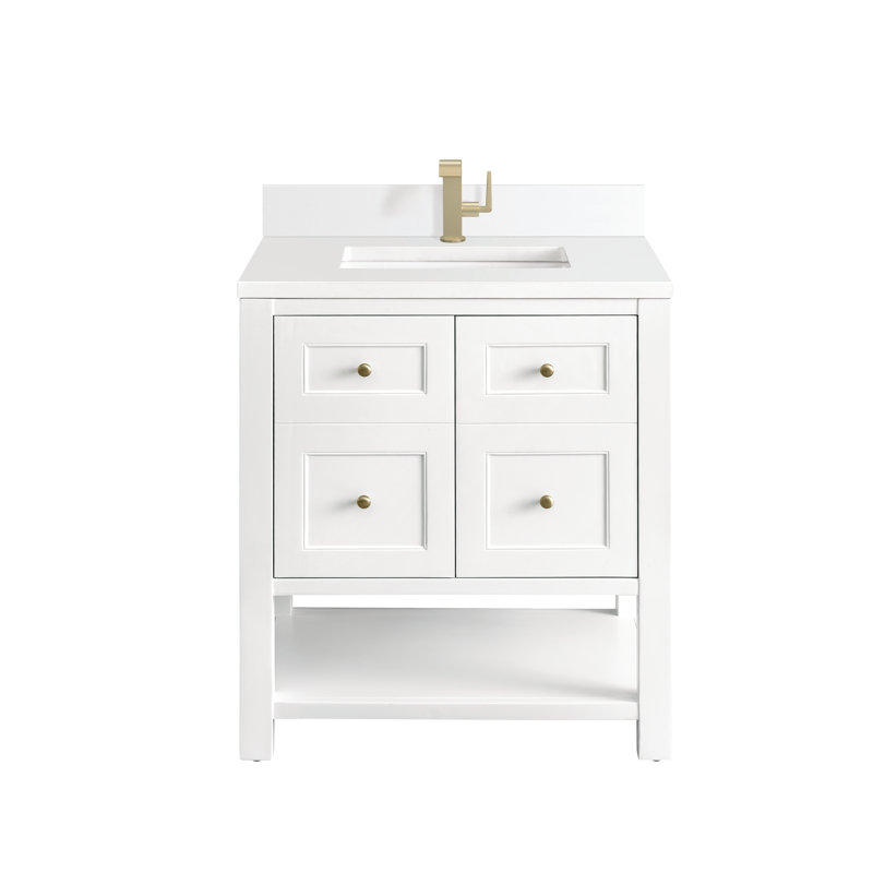 Breckenridge 30'' Single Bathroom Vanity with Top, White Zeus, Bright White, Single-Hole