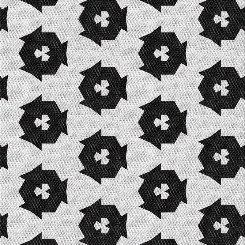 Tapis noir/beige à motifs, Carré 6 pi