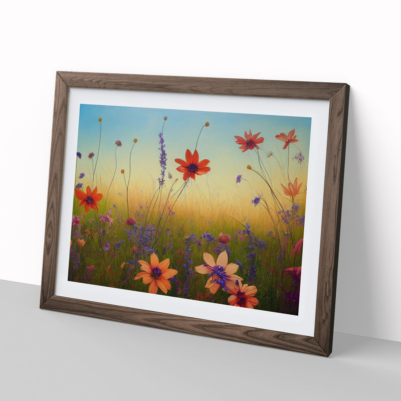Mind Blowing Wildflowers Floral - Framed Print, 25cm H x 34cm W, Walnut Framed