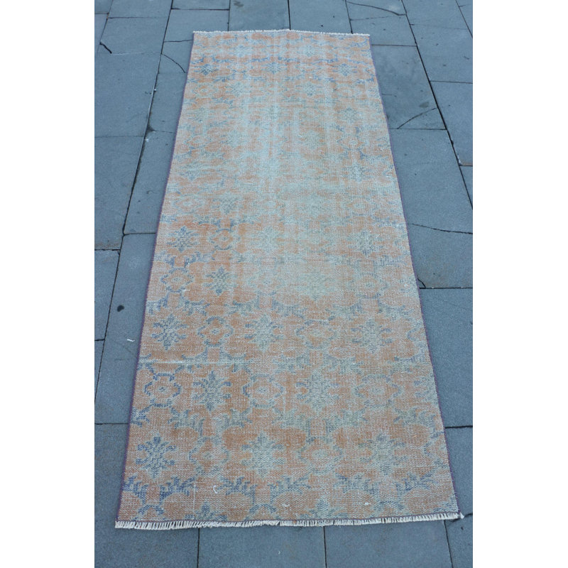 Tapis turc en laine noué à la main de style rétro Oushak de couleur beige délavé, parfait pour les salons