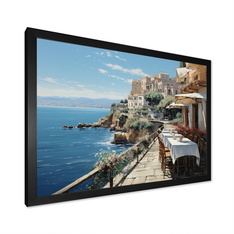 Italie, Amalfi Coast Romance - Italie, art mural, Cadre simple noir, H 16 po x l 32 po x P 1 po